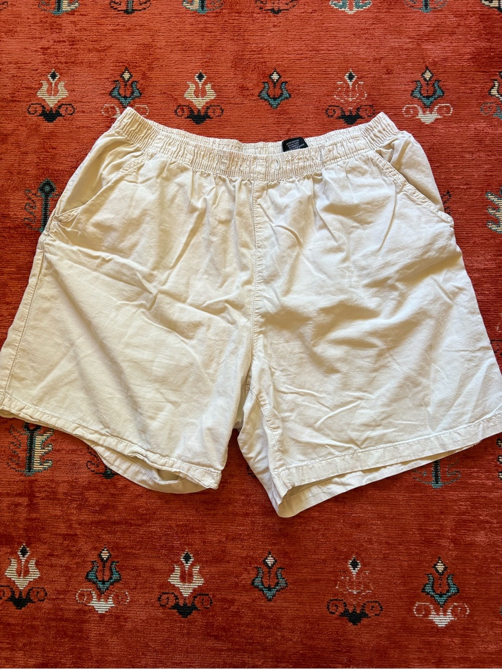 Women’s Casual Elastic-Waist 100% Cotton Cream Shorts
